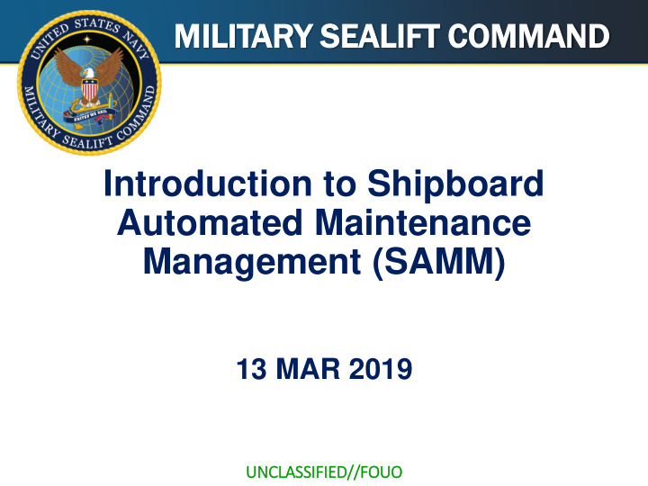 introduction to shipboard automated maintenance