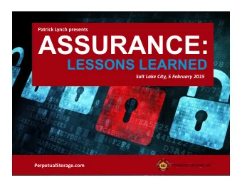 ASSURANCE:  LESSONS LEARNED  Salt  Lake  City,  5  February  2015