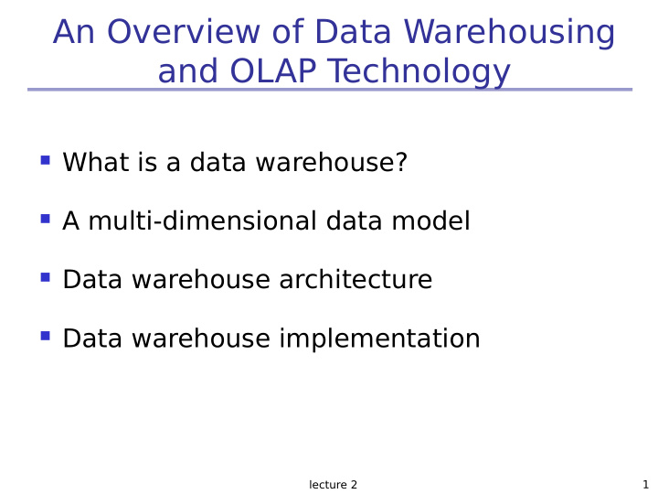 an overview of data warehousing and olap t echnology