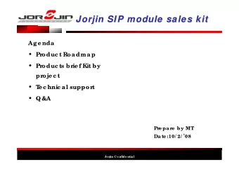 Jorjin SIP module sales kit  Jorjin SIP module sales kit  a  mo dule  so lutio n p ro vid e r  Age