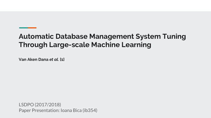 automatic database management system tuning through large