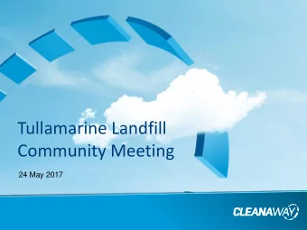 Community Meeting  24 May 2017  Recent Activities  MB61L sampling report completed