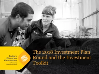 Round and the Investment  Toolkit  Welcome  Time  Session  Presenter/Facilitator  9.00am  Opening