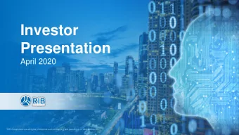 Presentation  April 2020  DISCLAIMER  2 This presentation of RIB Software SE (the Company)