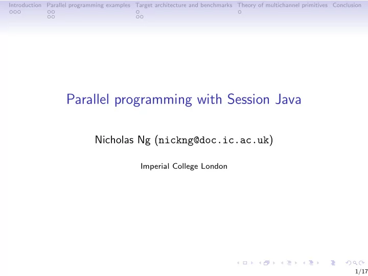 parallel programming with session java