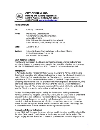 CITY OF KIRKLAND  Planning and Building Department  123 5th Avenue, Kirkland, WA 98033