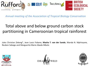 Total above and below ground carbon stock  partitioning in Cameroonian tropical rainforest Jules