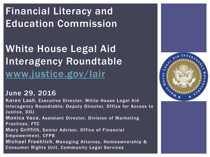 financial literacy and education commission white house