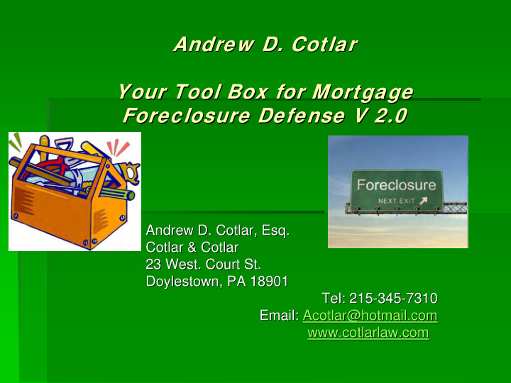 andrew d cotlar andrew d cotlar your tool box for