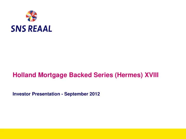 investor presentation september 2012 table of contents i