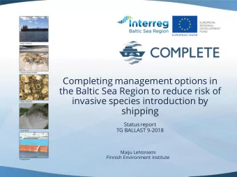 Completing management options in  the Baltic Sea Region to reduce risk of  invasive species