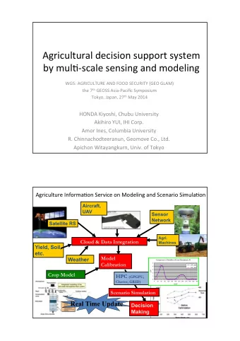 Agricultural'decision'support'system'  by'mul:;scale'sensing'and'modeling'