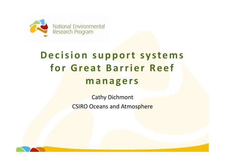 decision support systems for great barrier reef managers