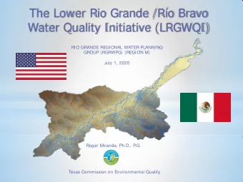 The Lower Rio Grande /Ro Bravo  Water Quality Initiative (LRGWQI)  RIO GRANDE REGIONAL WATER