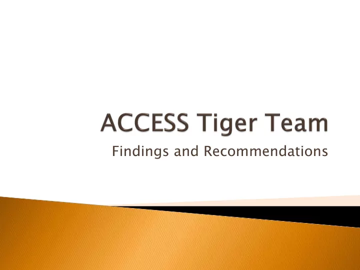 findings and recommendations september 2011