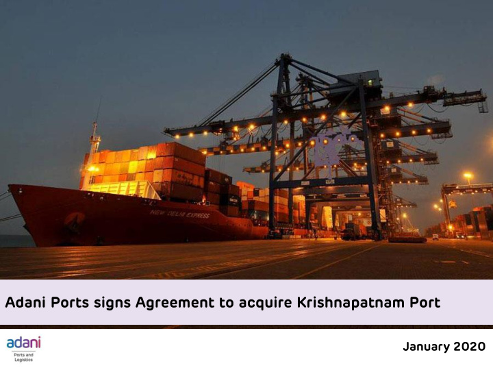 adani ports signs agreement to acquire krishnapatnam port