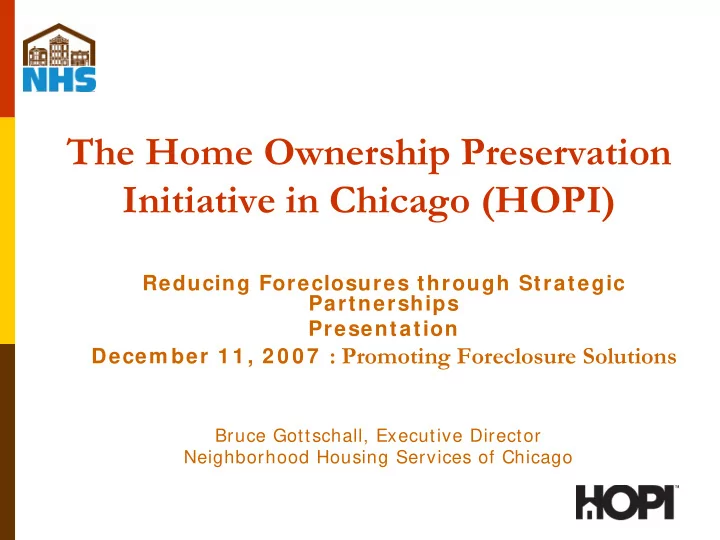 the home ownership preservation initiative in chicago hopi