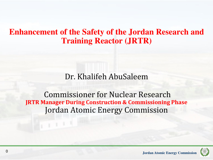 enhancement of the safety of the jordan research and