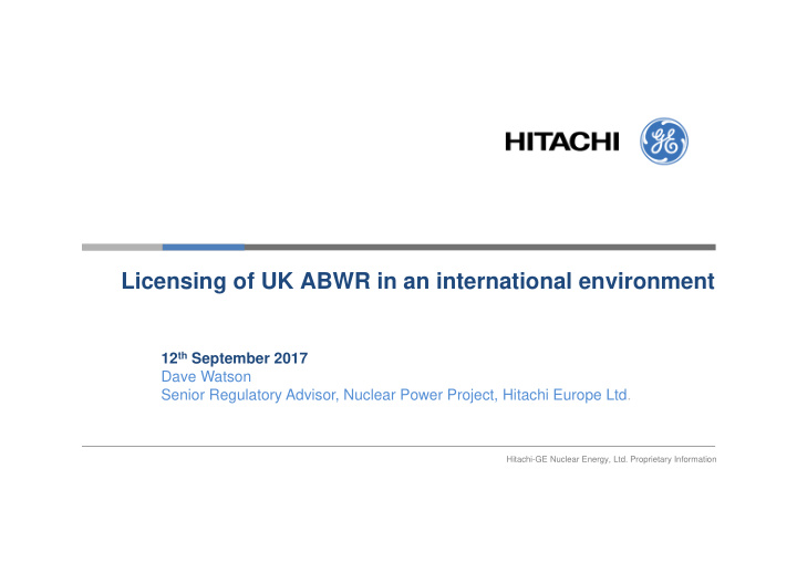 licensing of uk abwr in an international environment