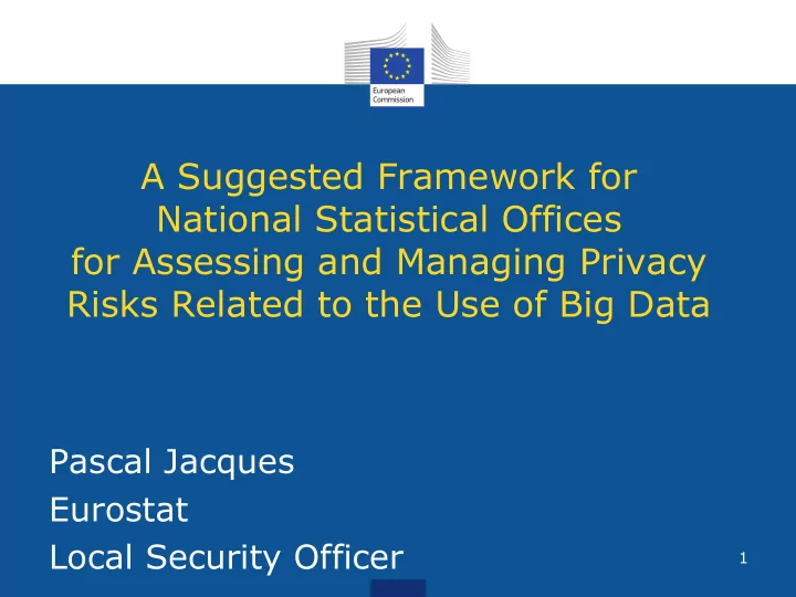 a suggested framework for national statistical offices