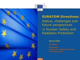 future perspectives  in Nuclear Safety and  Radiation Protection  Michael HBEL  DG ENERGY