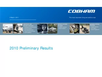 2010 Preliminary Results  Agenda  Introduction  Andy Stevens  Chief Executive Officer