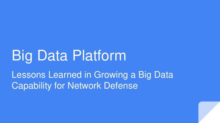 big data platform