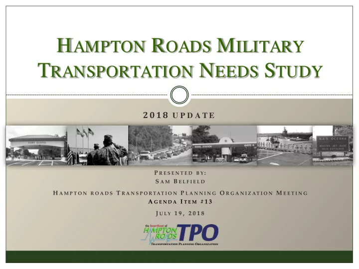 h ampton r oads m ilitary t ransportation n eeds s tudy