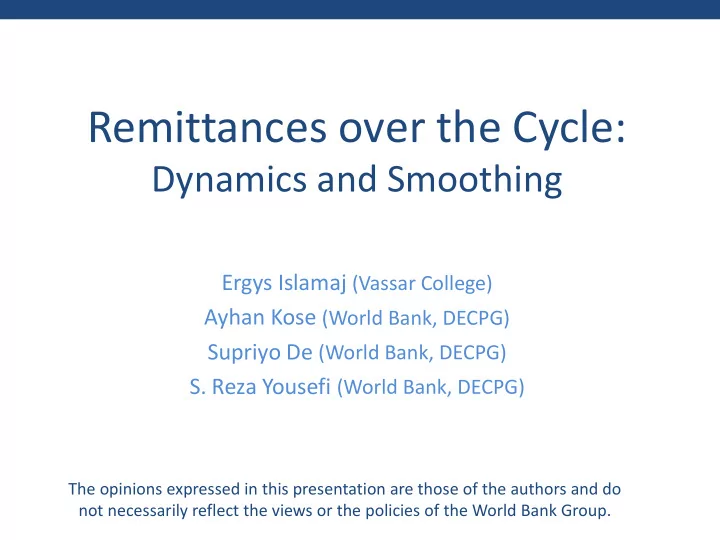 remittances over the cycle