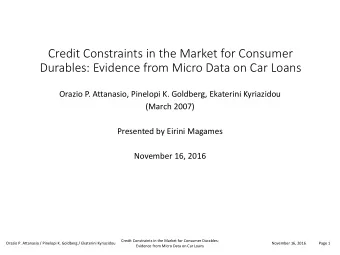 Credit Constraints in the Market for Consumer  Durables: Evidence from Micro Data on Car Loans