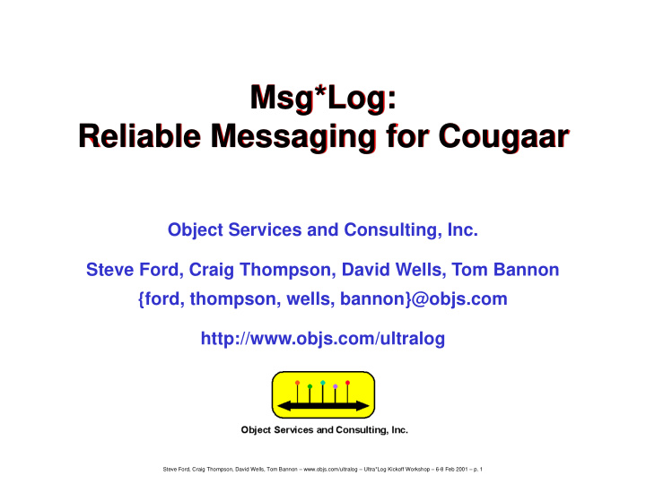 msg log reliable messaging for cougaar