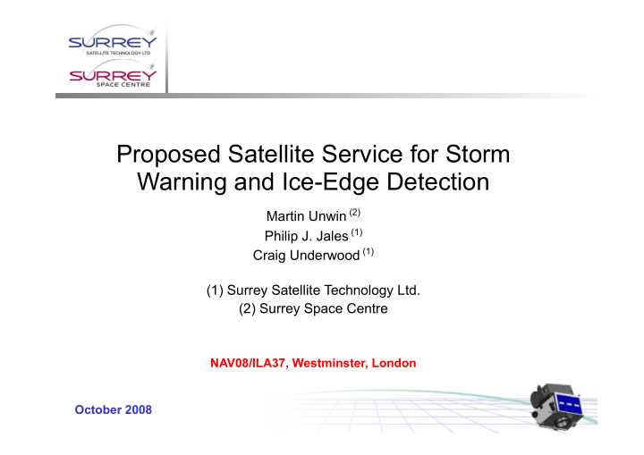 proposed satellite service for storm warning and ice edge