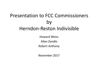 Herndon-Reston Indivisible  Howard Weiss  Allan Zendle  Robert Anthony  November 2017  Discussion