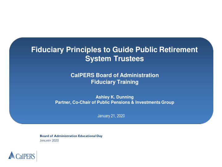 fiduciary principles to guide public retirement