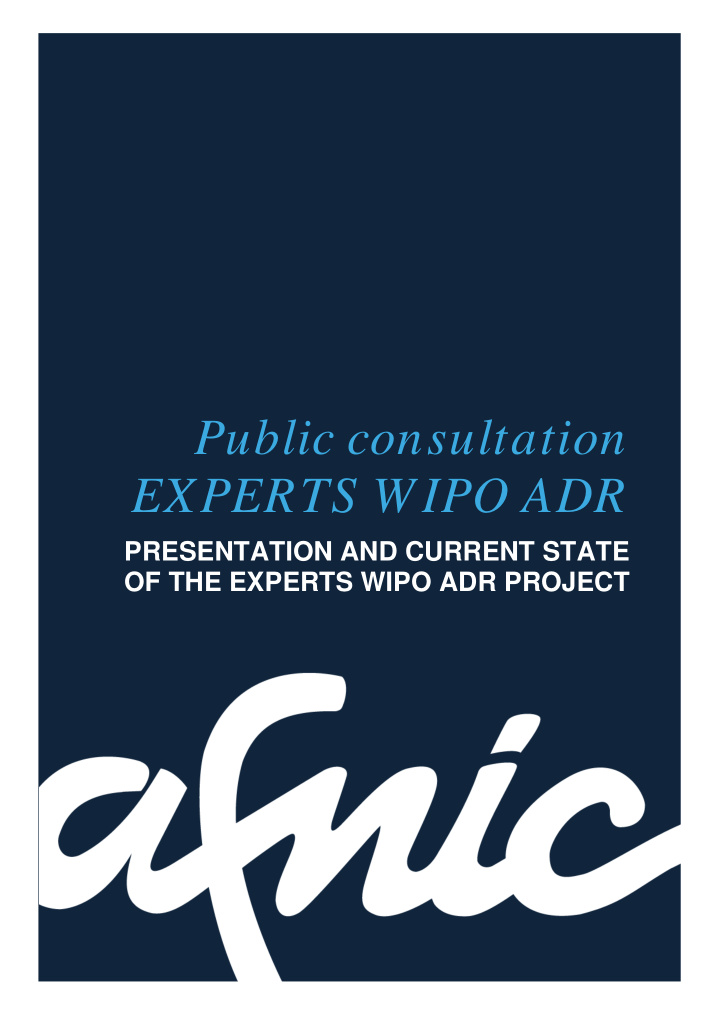 public consultation experts wipo adr