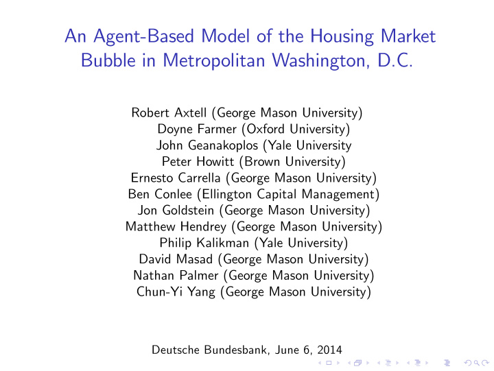 an agent based model of the housing market bubble in