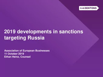 2019 developments in sanctions  targeting Russia  Association of European Businesses  11 October