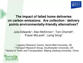 The impact of failed home deliveries  on carbon emissions:  Are collection / delivery  points