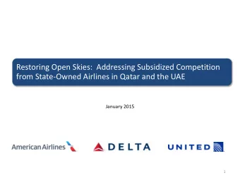 Restoring Open Skies:  Addressing Subsidized Competition  from State-Owned Airlines in Qatar and