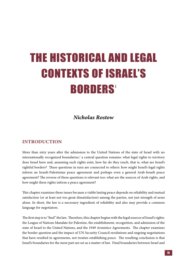 the historical and legal contexts of israel s borders