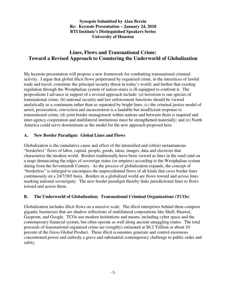 lines flows and transnational crime toward a revised
