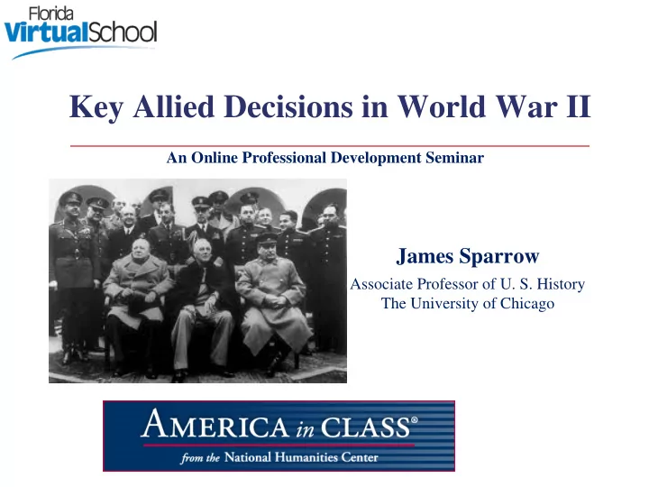 key allied decisions in world war ii