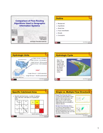 Outline  Comparison of Flow Routing  Algorithms Used in Geographic  Background  Information