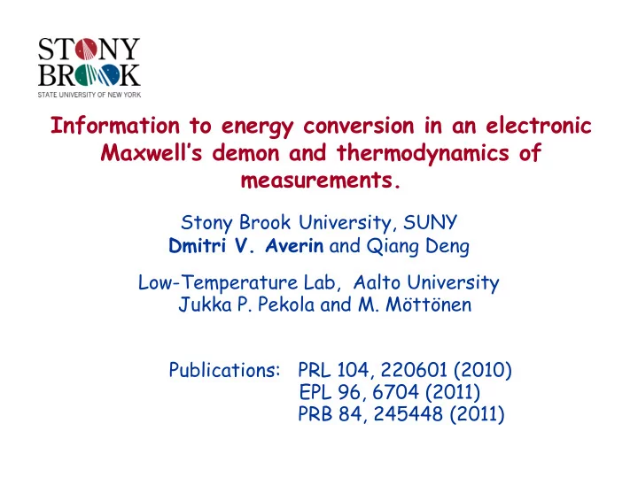 information to energy conversion in an electronic maxwell