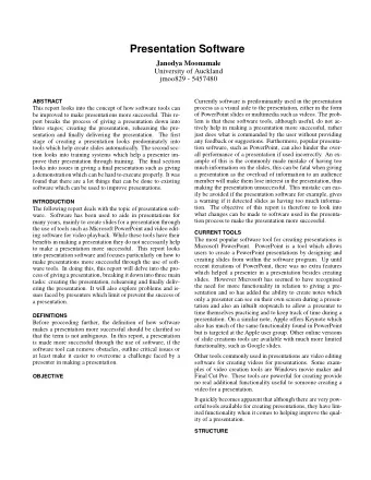 Presentation Software  Janodya Moonamale  University of Auckland  jmoo829 - 5457480  ABSTRACT