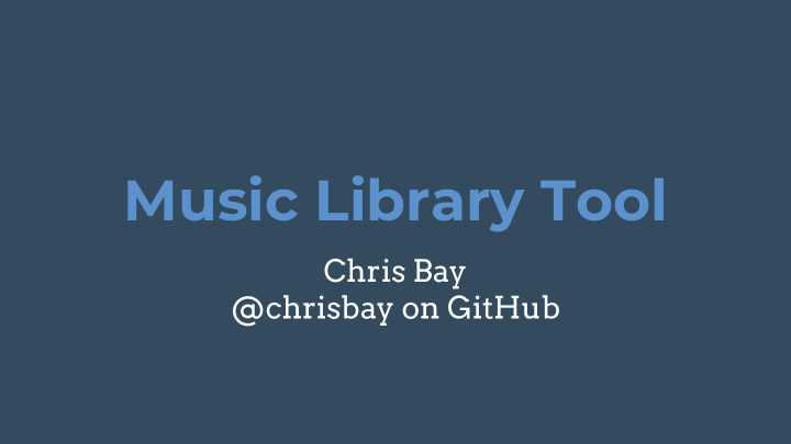 music library tool