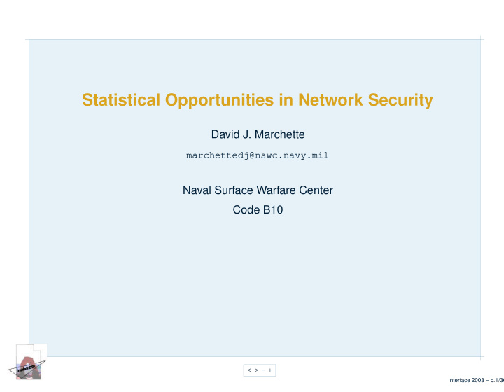 statistical opportunities in network security