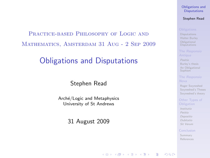 obligations and disputations