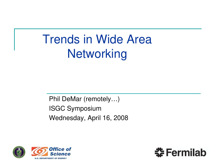 trends in wide area networking