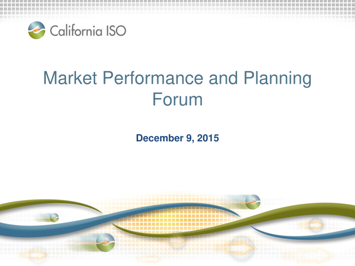 market performance and planning forum